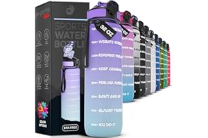 YOU GOT THIS LIVING Motivational Water Bottle with Time Marker, 32 oz Water Bottle, Sports Water Bottle with Spout, Achieve All-Day Hydration SpillProof, BPA FREE