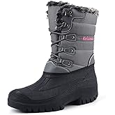 Knixmax Women's Winter Snow Boots Waterproof Mid Calf Booties Fur Lined Warm Outdoor Insulated Mucker Yard Skiing Hiking Boots for Women Size 6-11