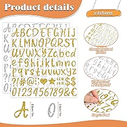 648 PCS Gold Letter Stickers Glitter Alphabet