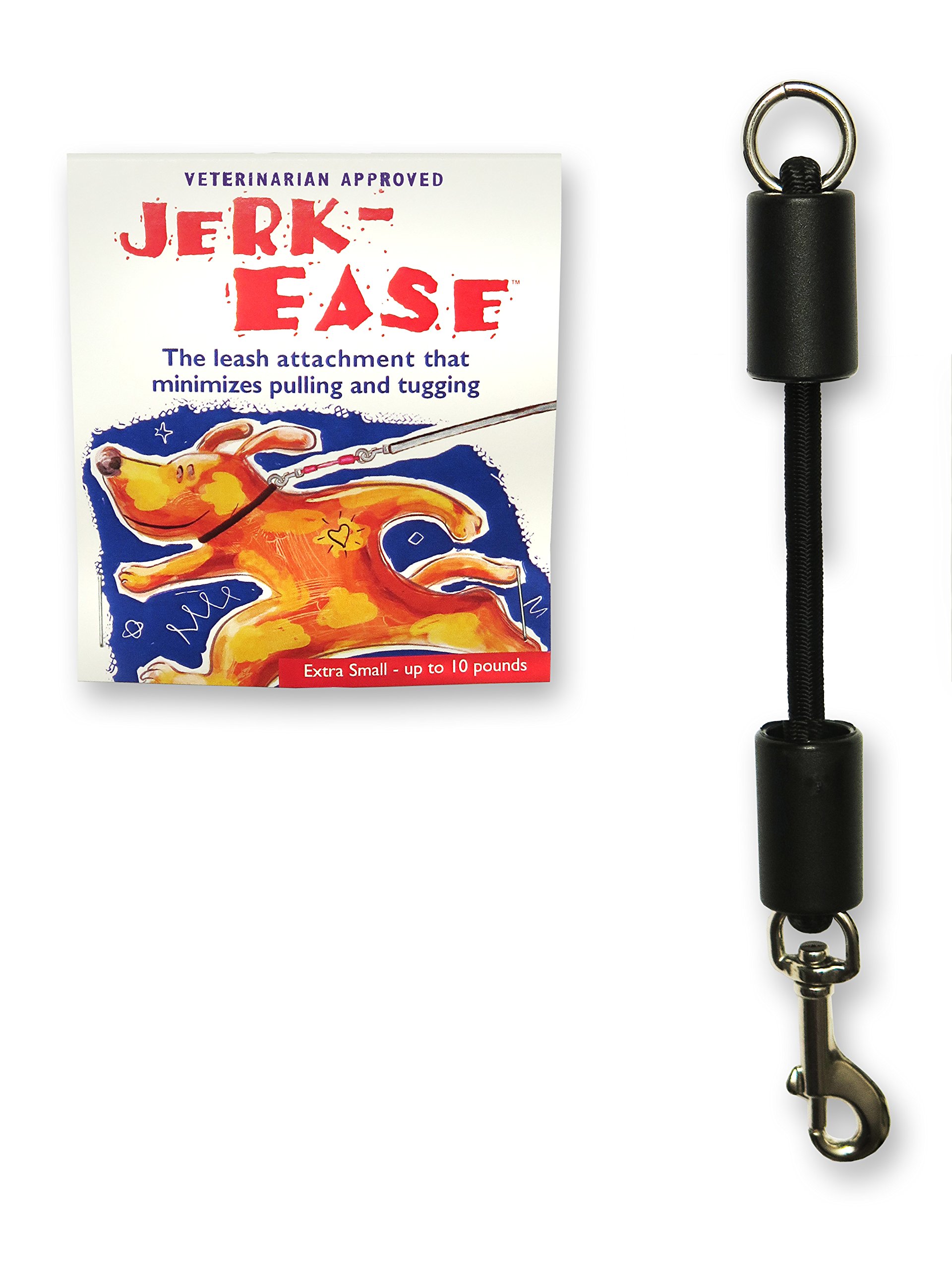 Jerk-Ease Bungee Dog Leash Extension - Patented Shock Absorber Attachment Protects You and Your Dog - Works with Any Leash & Collar or Harness - Extra Small, Black