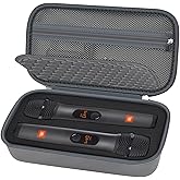 Comecase Wireless Microphone Case Compatible with JBL Wireless Two Microphone/for JBL Partybox, Handheld Dual Mic Travel Storage Bag for Receiver, Batteries and Other Accessories - Grey (Box Only)
