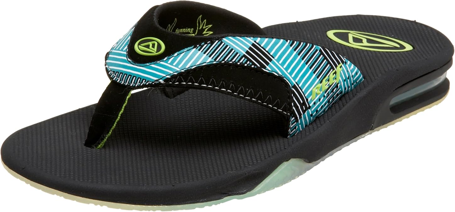 Amazon.com | Reef Men's Fanning Speed Logo, Turquoise Plaid | Sandals