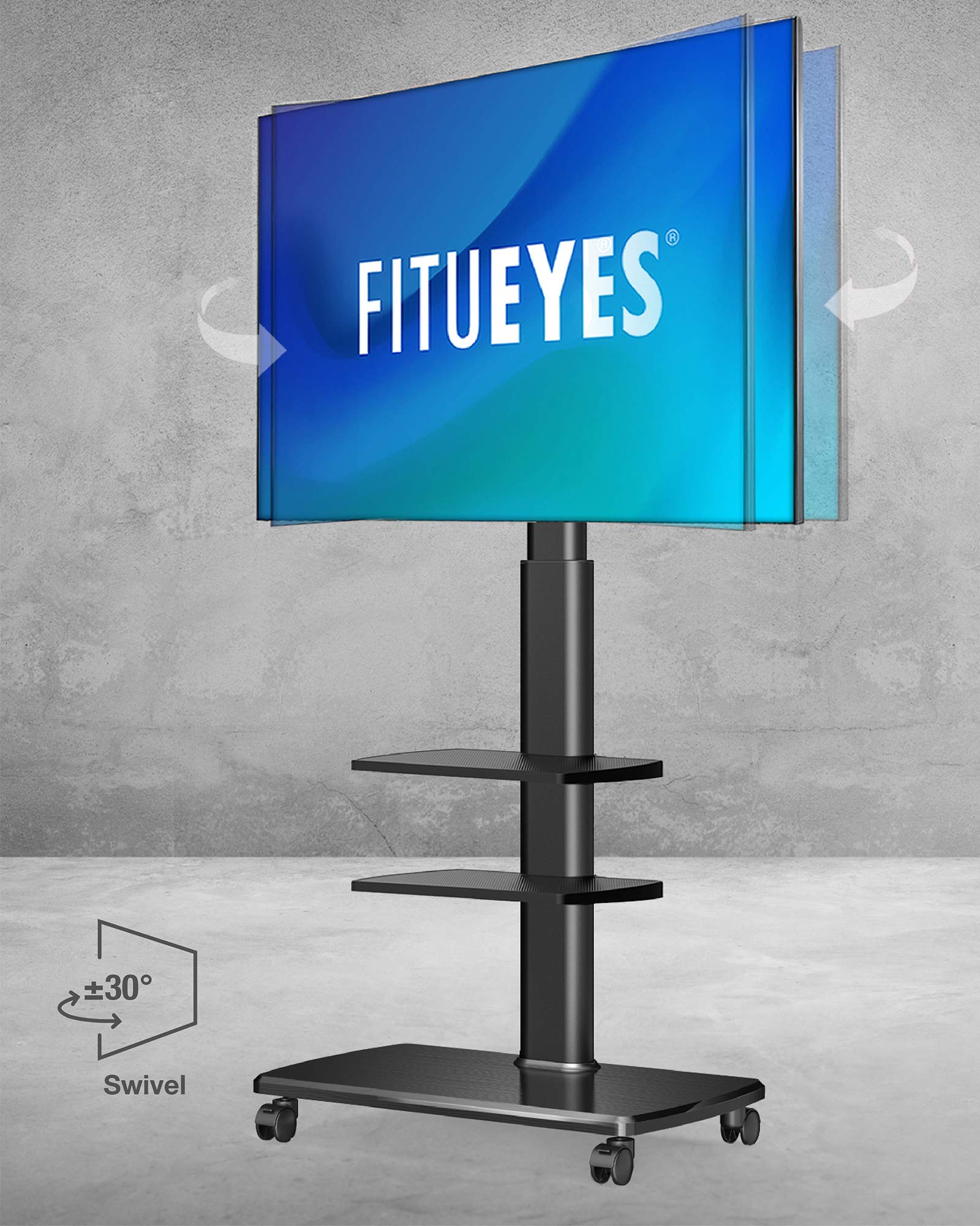 FITUEYES Mobile TV Stand with Swivel Mount for 32-70 Inch Flat/Curved TVs