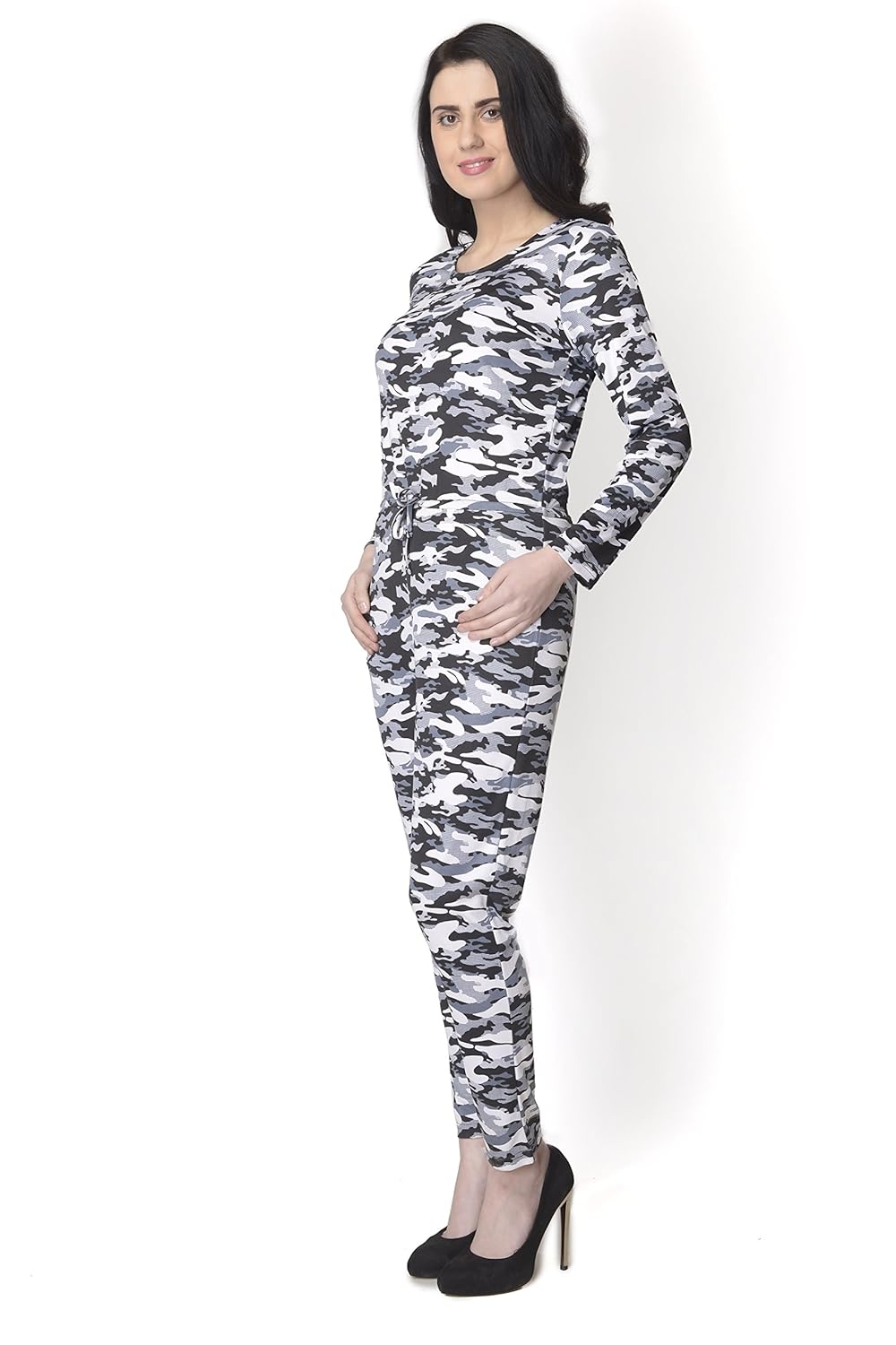 yaadleen women's interlock camouflage print jumpsuit (multicolour)