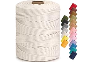 Aelfon Macrame Cord 4mm x 328yards, Soft Colored Macrame Rope, Natural Cotton Cord for Plant Hangers, Wall Hanger, Decorative Projects