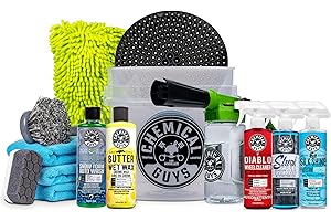 Chemical Guys 14-Piece Arsenal Builder Car Wash Kit with Foam Gun, Bucket and (5) 473 ml Car Care Cleaning Chemicals (Works w