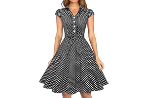 Wedtrend Women's 1950s Retro Rockabilly Dress Cap Sleeve Vintage Swing Dress