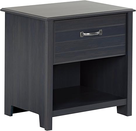 Amazon Com South Shore Ulysses 1 Drawer Nightstand With Open Storage Blueberry With Metal Handle Furniture Decor