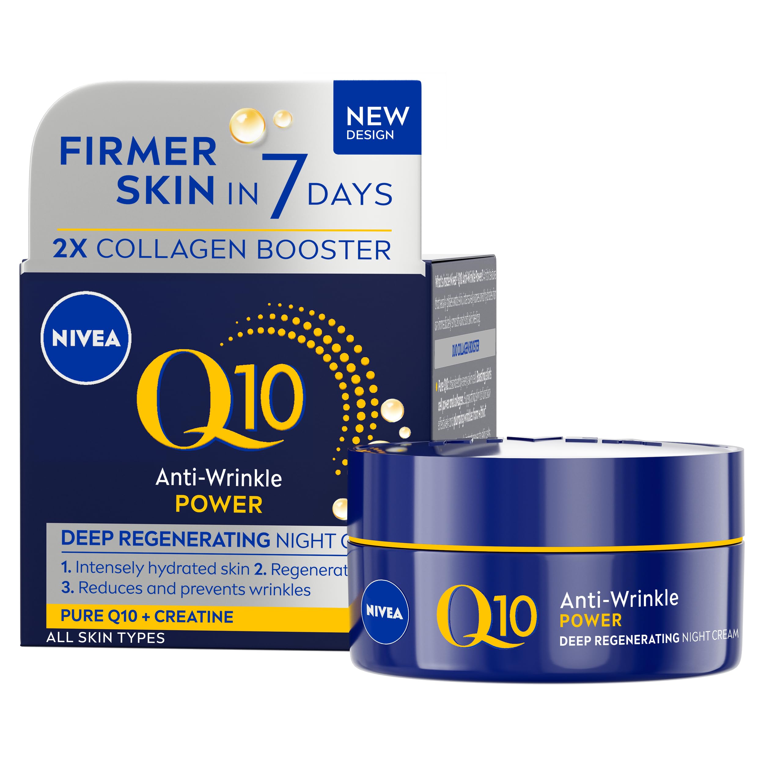 NIVEA Q10 Anti-Wrinkle Power Firming Night Cream (50ml), Hydrating Night Face Moisturiser to Reduce Lines and Wrinkles, Anti Wrinkle Face Cream for Firmer Skin in 7 Days