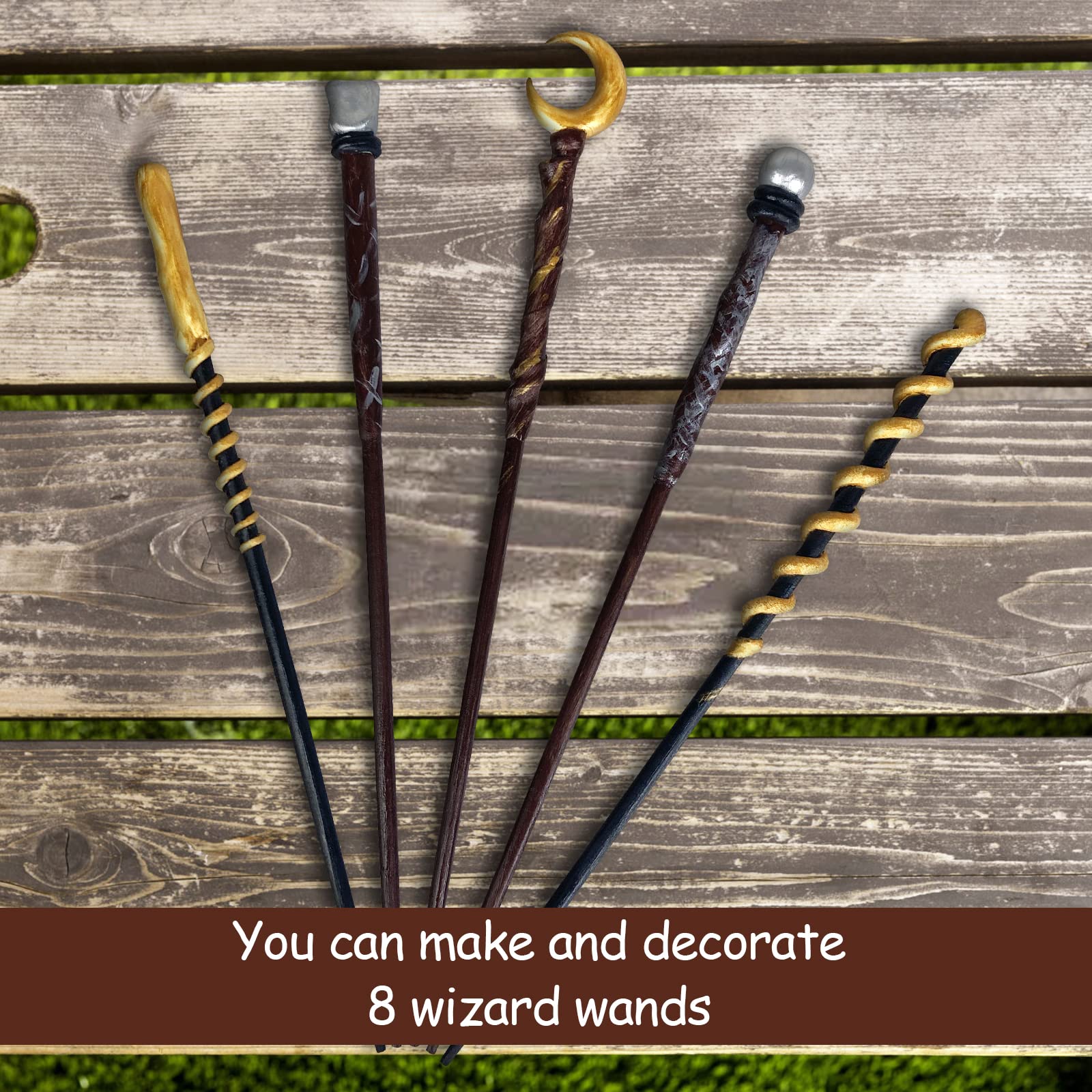 Magic Wand Making Kit for Kids Adults DIY Craft Set Wizard Birthday Party Supplies Make Your Own 8 Wands (24-Piece)