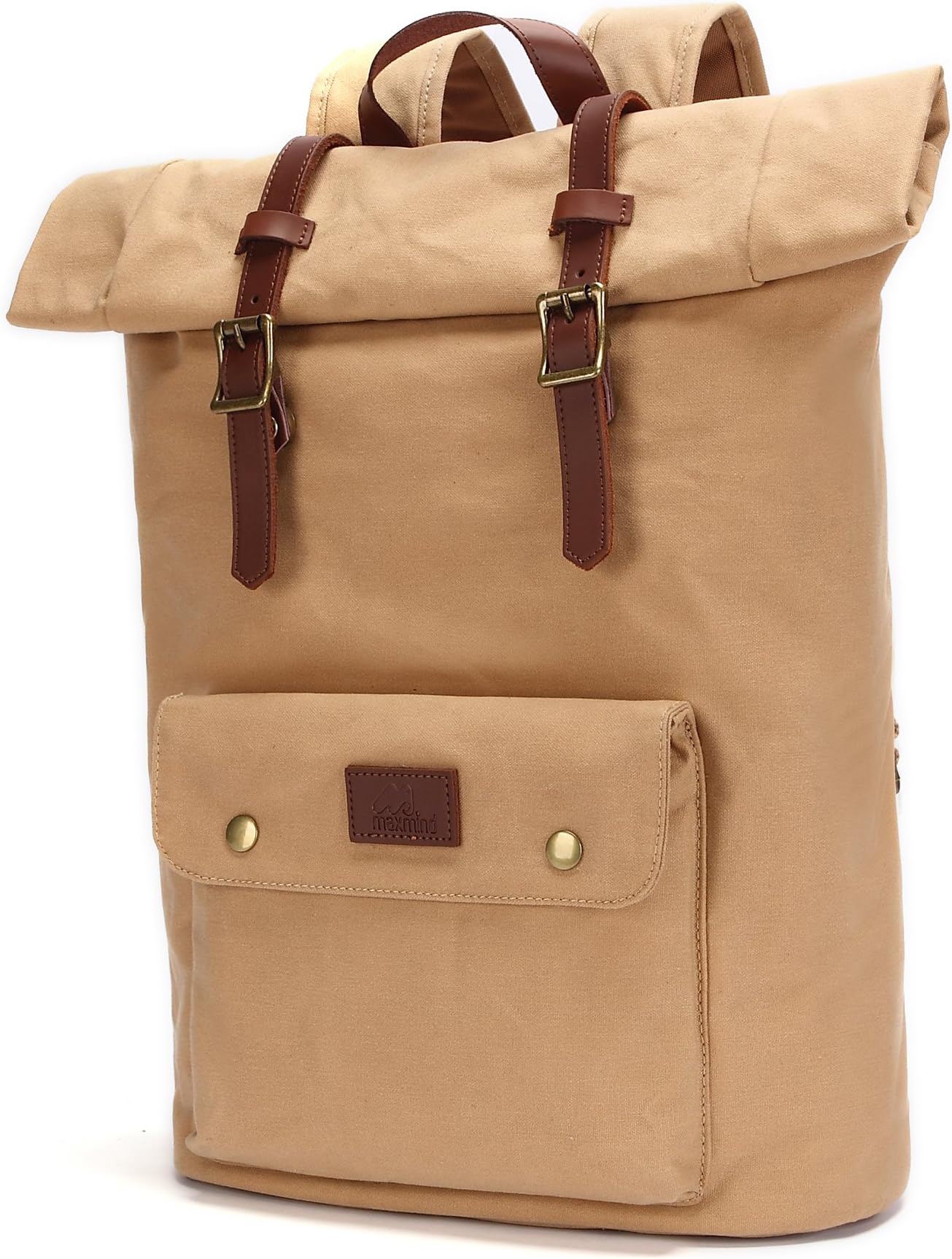 Maxmind Canvas Vintage Backpack Leather Casual Bookbag Schoolbag Laptop Rucksack
