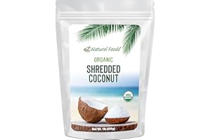 Z NATURAL FOODS Organic Shredded Coconut - Unsweetened Macaroon Cut - Finely Cut Dried Flakes For Baking, Snacks, & Recipes - Raw, Vegan, Gluten Free, Non GMO - 1 lb