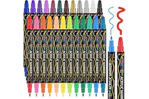 Betem 24 Colors Dual Tip Acrylic Paint Pens Markers, Premium Acrylic Paint Pens Stocking Stuffers for Rock Painting, Wood, Ca