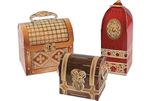 Fun Express Treasure Chest Box Set of 3 - Cardboard Treasure Chest for Kids Prizes & Classroom | Christmas Pageant Props Wisemen Gifts Gold Frankincense Myrrh | Small Medium Large Sizes