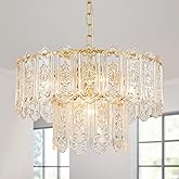 ElegLumi 5-Lights Luxury Glass Chandeliers, Mid-Century Modern Chandeliers for Dining Room, D18.5'' × H18.9'', Adjustable Hei