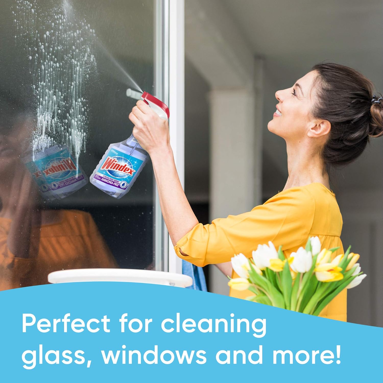 Windex Ammonia-Free Glass and Window Cleaner Spray Bottle, Crystal Rain Scent, 23 fl oz - Pack of 2: Health & Personal Care