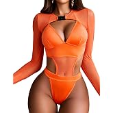 Avidlove Rave Outfits for Women Festival Sexy Lingerie Bodysuit 2 Piece | Buckle shrug crop top halter bodysuit set, snap closure, breathable mesh, for concerts and club nights