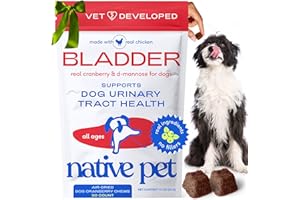 Native Pet Dog UTI Treatment - Cranberry Supplement for Dogs Bladder Control & Kidney Support - Prevent Urinary Tract Infection and Urinary Incontinence - Made with Real Cranberry Extract - 30 Chews