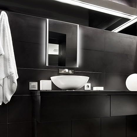 KROLLMANN Badspiegel mit LED-Beleuchtung und Touch Sensor, 50 x 70 cm