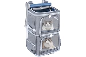 Double Cat Carrier for 2 Cats,Dog Backpack Carrier for Medium Dogs,Double Compartment Pet Carrier Backpack for Dual Pets,for 