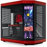 Hyte Y70 Touch Infinite Dual Chamber ATX Mid Tower Modern Aesthetic Case with Integrated 2.5K LCD Touchscreen - Black Cherry