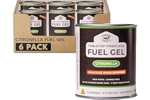 Superior Trading Co. Citronella Gel Fuel Cans, Clean-Burning Bioethanol, Smoke-Free, Fresh Scent 3-Hour Burn, Indoor & Outdoor Safe, 368g, 6 Pack