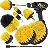 Holikme 8 Piece Drill Brush Attachments Set, Power Scrubber with Extend Long Attachment,Cleaning Supplies for Bathtub, Shower