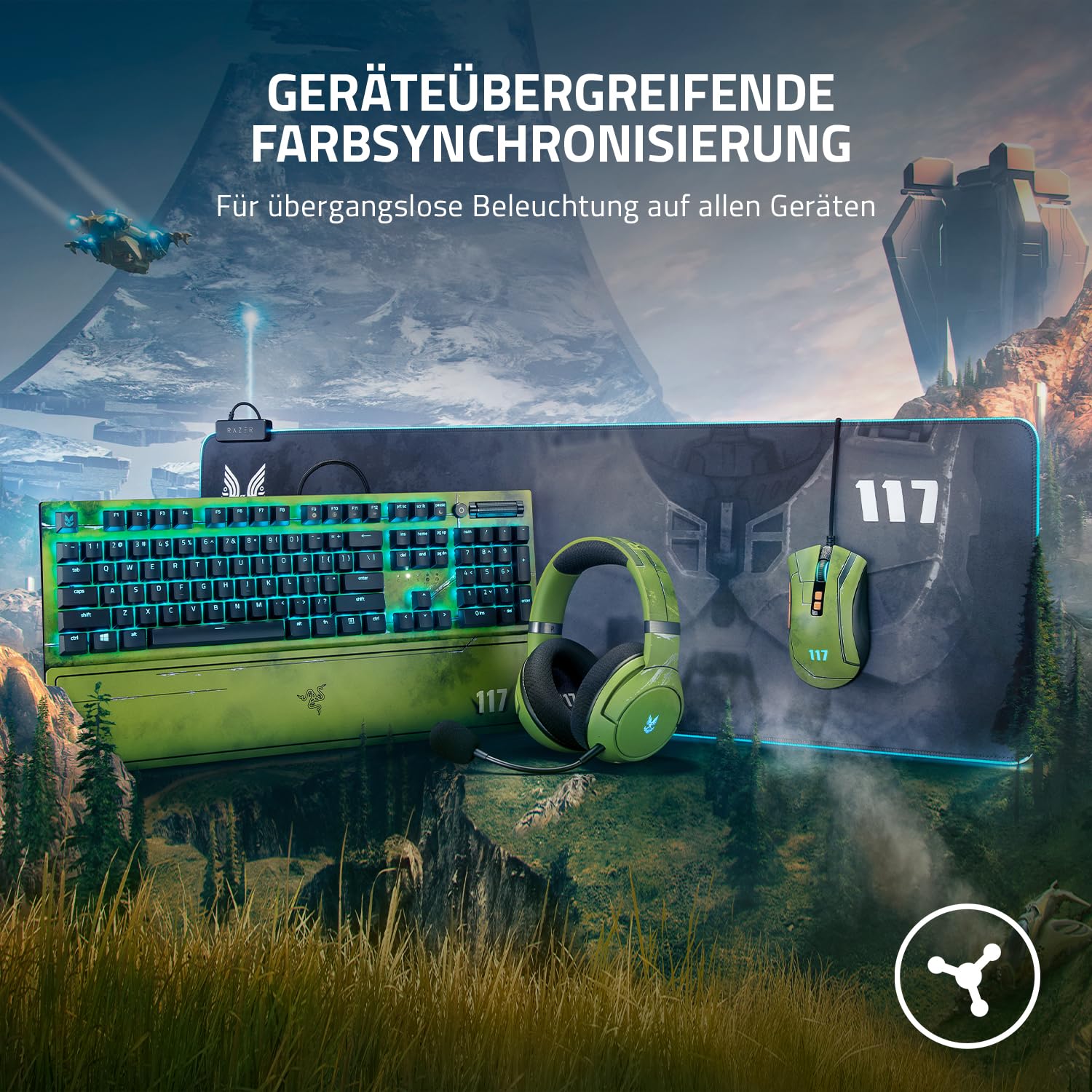 Razer Goliathus Gaming-Mauspad, erweitertes Chroma, anpassbare RGB-Beleuchtung, weiches Stoffmaterial, ausgewogene Kontrolle und Geschwindigkeit, rutschfeste Gummiunterseite, Halo Infinte Edition 5