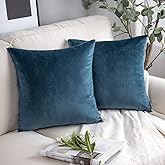 Pack of 2 Couch Throw Pillow Covers 20x20 Inch Fall Soft White Linen Pillow Covers for Sofa Living Room Solid Dyed Pillow Cases, Non-Shedding (Blue, 18x18'')