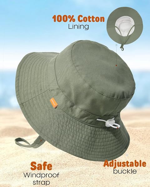 FURTALK BABY TODDLER SUN HAT KIDS BUCKET HAT UPF50+ UV ADJUSTABLE LIGHTWEIGHT BREATHABLE FOR OUTDOOR ACTIVITIES
