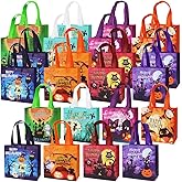 24PCS Halloween Trick or Treat Bags, Non-Woven Gift Tote Bags with Handles for Gifts Wrapping, Party Supplies, 7.9"×7.9"×3.15"