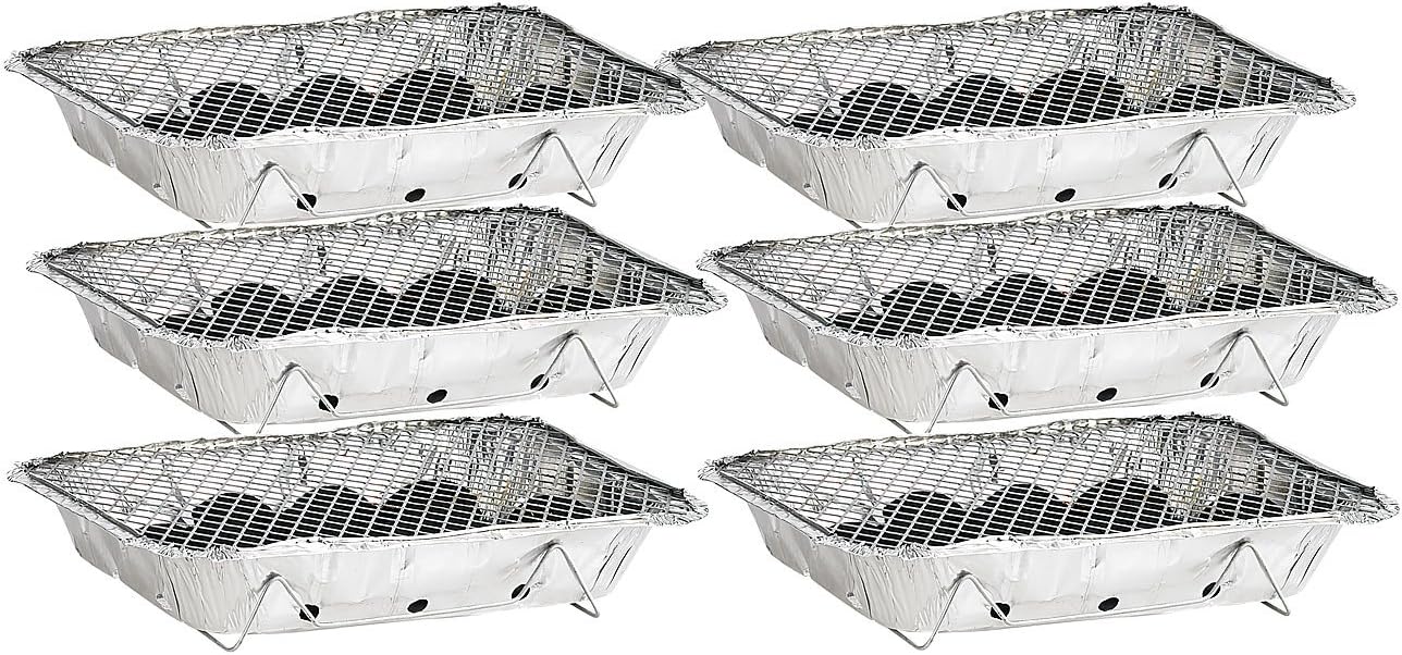 infactory Einweggrill: Handliche Einweg-Grills mit Kohle und Anzünder, 6er-Set (Minigrill)