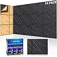16 Pack Self-Adhesive Soundproof Wall Panels, 12 x 12 x 0.47 In Sound Proof Foam Panels for Walls, 1.2lb/ft³ High Density, Thicker 0.47in, Acoustic Panels, Noise Dampening Panels Studio Black