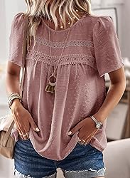 Falechay Pink Tops for Women Short Sleeve Fashion
