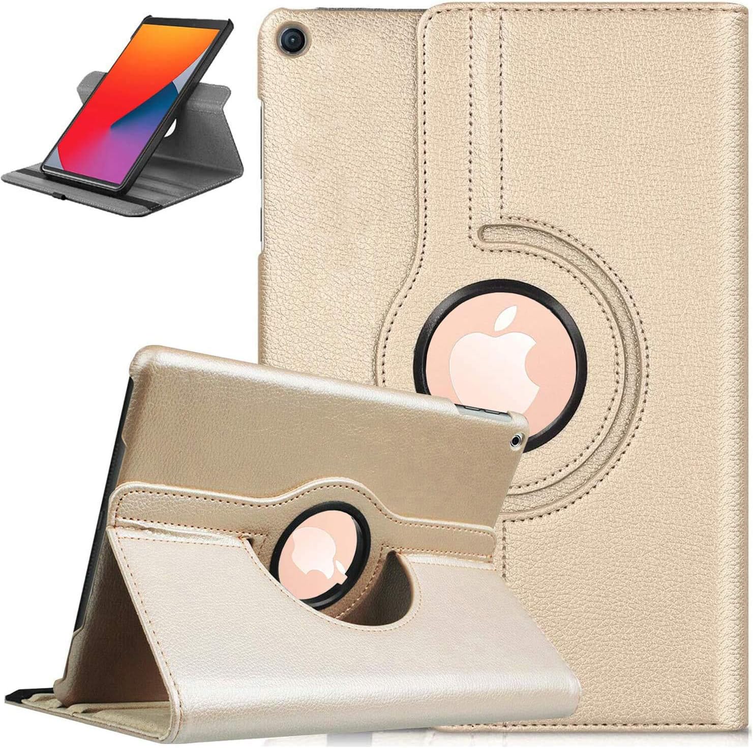GADGET ARMOUR Apple iPad 10.2 Inch Case 7th/ 8th Generation 2019/2020 iPad 7/ iPad 8, Rotating Smart Cover For iPad 10.2 7th Gen, 8th Gen 2019/20 with Auto Wake and Sleep (GOLD)