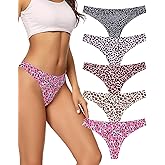voenxe Seamless Women Underwear Thongs,No Show Ladies Thong,No Line Workout Breathable Comfortable Panties,Soft Undies,5-Pack