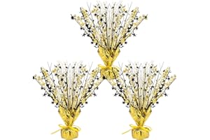 Crowye 3 Pieces Metallic Foil Spray Centerpiece Christmas Party Star Table Decoration Burst Centerpieces Fall Table Decor for Birthday New Year 2026 Party Holiday(Black Gold)