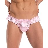 Satini Men's Satin Ruffle Low Rise Sissy Thong Tanga Knickers Briefs Panties