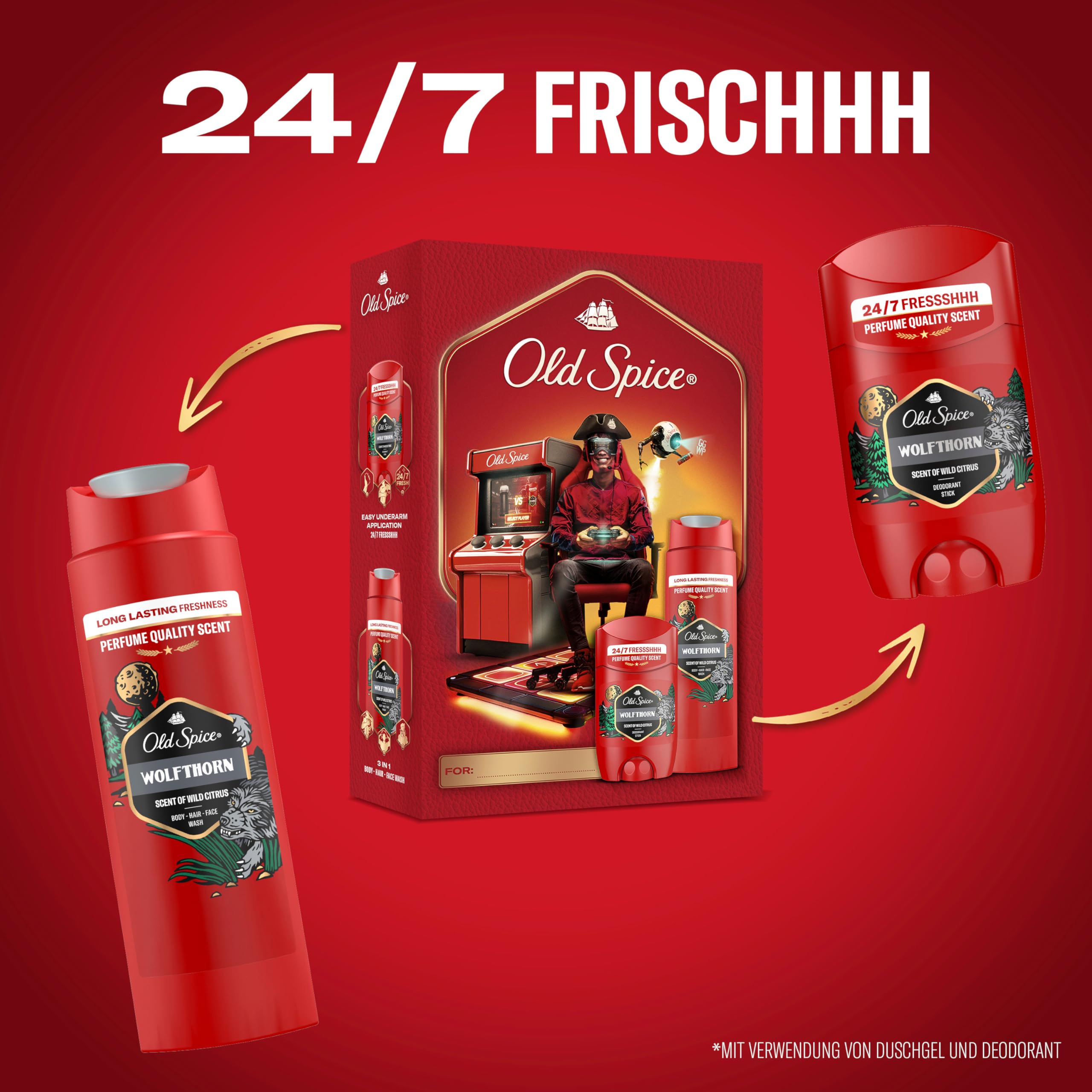 Old Spice Gamer Geschenkset für Männer mit Wolfthorn Deostick und Duschgel, 24/7 Frischhh bei täglicher Anwendung, langanhaltender Duft in Parfumqualität 3