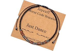 JoycuFF Inspirational 𝐌𝐨𝐫𝐬𝐞 𝐂𝐨𝐝𝐞 𝐁𝐫𝐚𝐜𝐞𝐥𝐞𝐭 𝐟𝐨𝐫 𝐖𝐨𝐦𝐞𝐧 Secret Message Wood Beads with Cord Jewelry Birthday Mother's Day 𝐆𝐢𝐟𝐭 𝐟𝐨𝐫 𝐇𝐞𝐫 Mother Grandmother