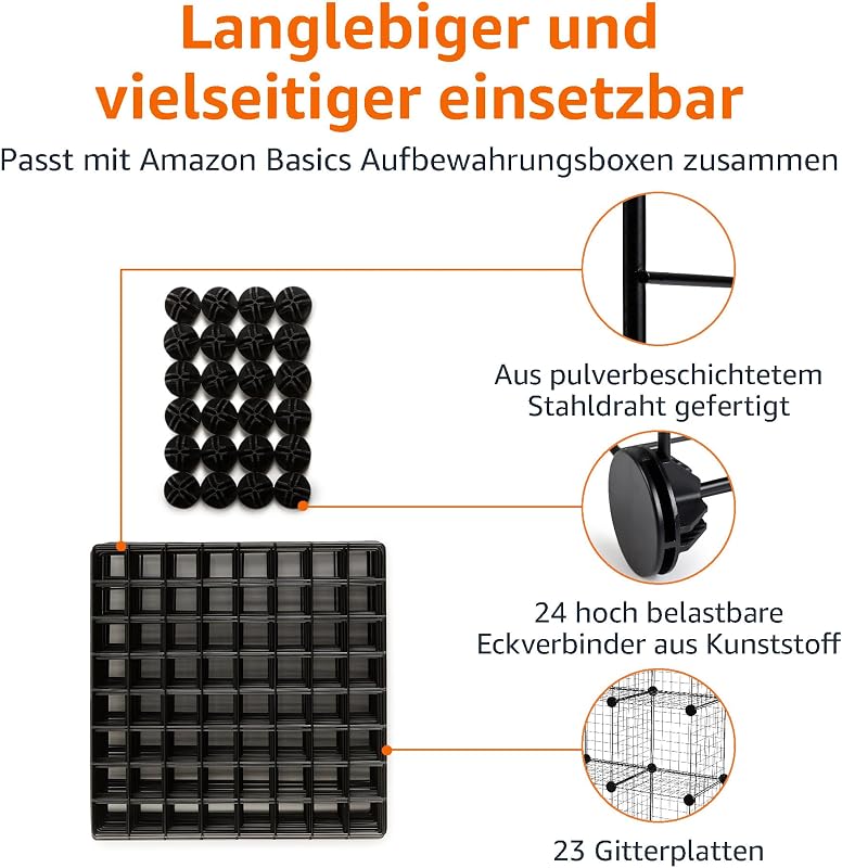 Stapelbare Aufbewahrungsregale mit 6 Würfeln aus Drahtgitter, 66 x 32 x 96.5 cm, Schwarz