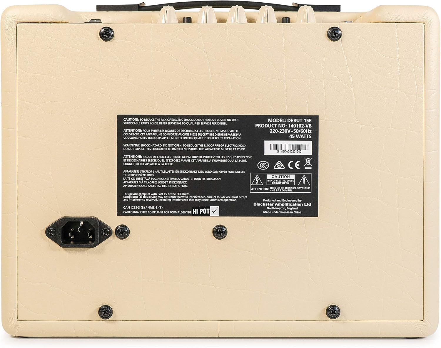 Blackstar Debut 15E Beginners Practice Electric Guitar Amplifier Combo With Delay Effect 15 Watt Headphone Input/Line In MP3 Playback (Beige) - Image 3
