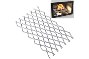RUNNICO Fireplace Grate Ember Retainer,12x7inches Steel Fireplace Ember Retainer Mesh,Metal Ember Retainer for Use on Fireplace Grates (Small)
