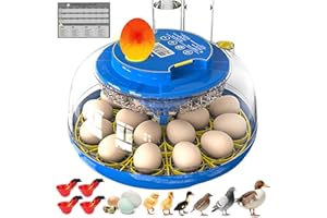 BUHBIMK 18 Egg incubators, Adjustable Turning Time, Humidity and Hatch Day Display,Egg Candler,Automatic External Water Bottle Refill, Hatching Chicken Quail Duck Turkey Goose