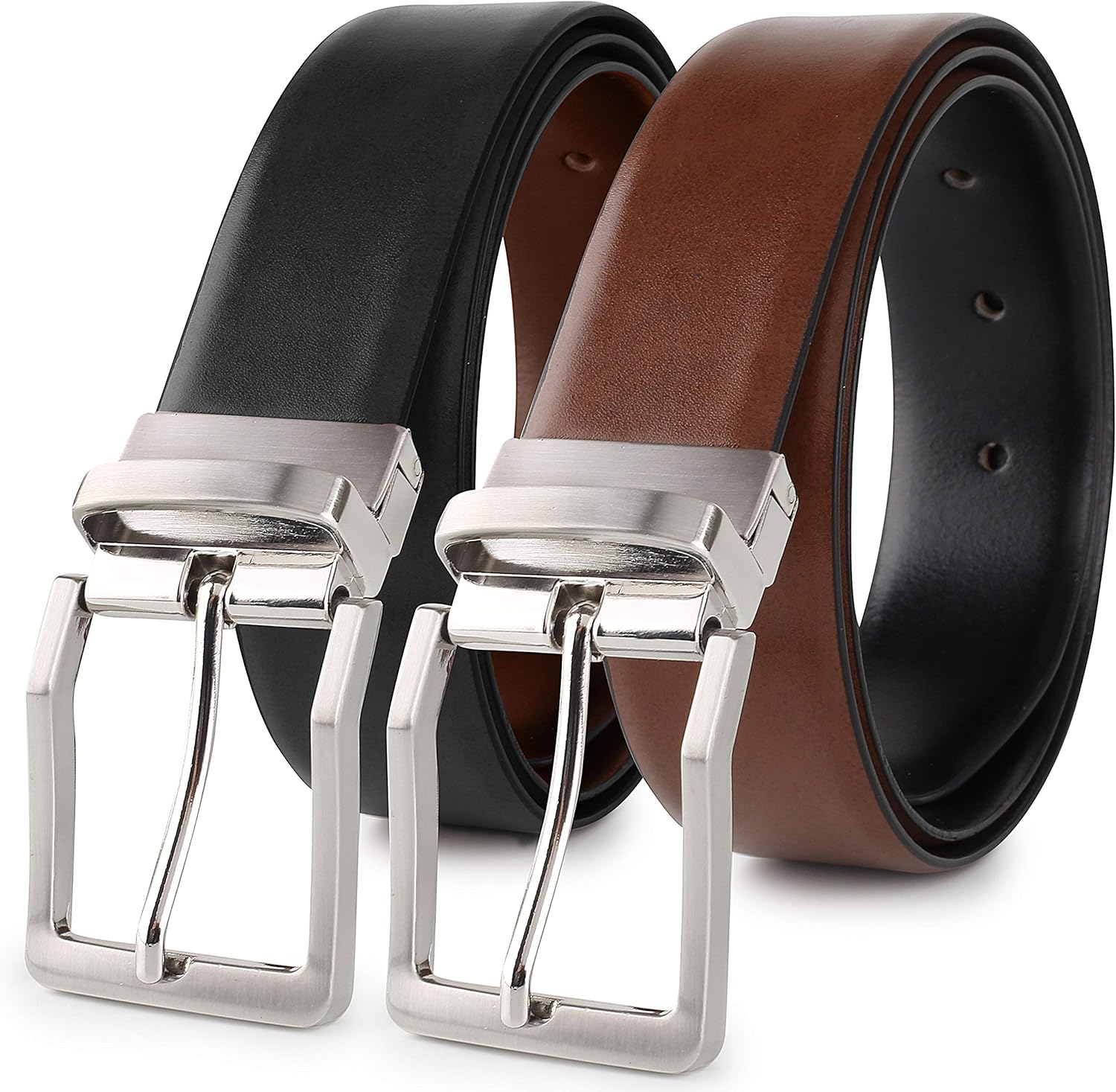 Men's Belt, Leather Reversible Belt 1 3/8" For Mens Dress Casual Golf Belt, One Reverse for 2