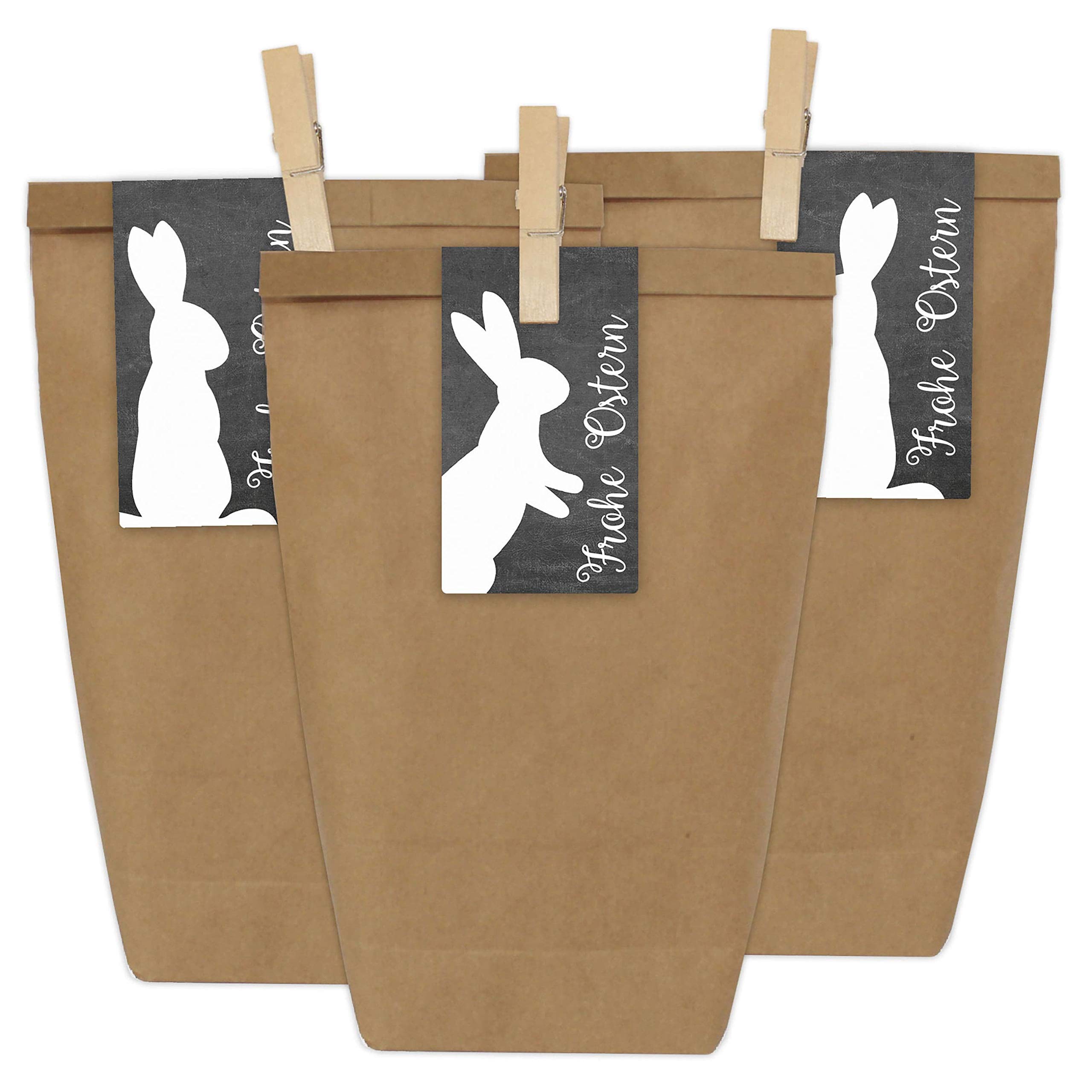 Papierdrachen 12 DIY gift bags for Easter to make and fill yourself - Creative Easter basket with 12 paper bags and Easter bunny stickers - Design 12