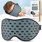 LitBear Breathable Sleep Mask, 3D Eye Mak Sleep for Side Sleepers Women Men, Light Blocking Sleeping Mask with Adjustable Strap, Soft Lightweight Eye Cover for Travel, Night Work, Nap -Ice Blue