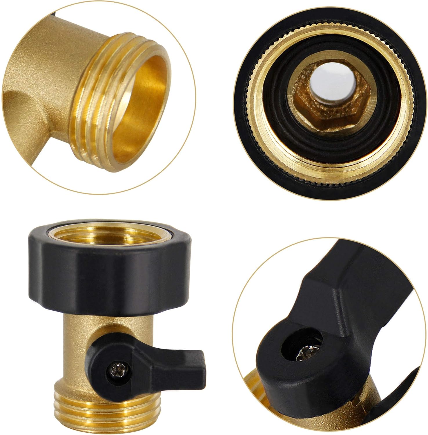 Triumpeek 3/4" Brass Shut Off Valve Garden Hose Connector, 2 Pack Water Hose Turn Off Valve Connector with Extra 2 Pcs Rubber Washers Replacement : Garden & Outdoor
