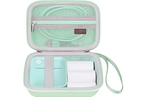 Elonbo Carrying Case for Doobuli/VFU/Miouca Label Maker Machine, Portable Mini Bluetooth Thermal Label Printer Storage Holder, Handheld Sticker Maker Printer Travel Bag, Pocket Fits Paper Tape,Green