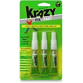 Krazy Fix Fast Waterproof Glue, Fast Curing Polyurethane Singles (3 x 4g) | Adhesive for Shoe Repair, Ceramic, Plastic, Jewelry, Metal, 12 Grams (Pack of 3 x 4g mini Tubes)